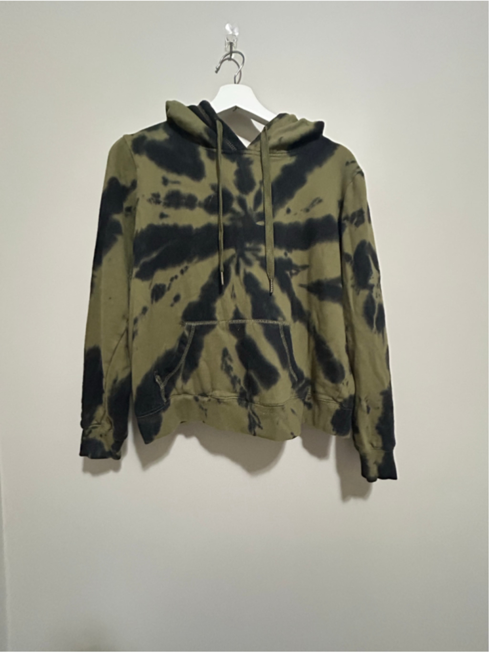 Women's Bluenotes Tie-Dye Hoodie Sweatshirt Olive Black Size M